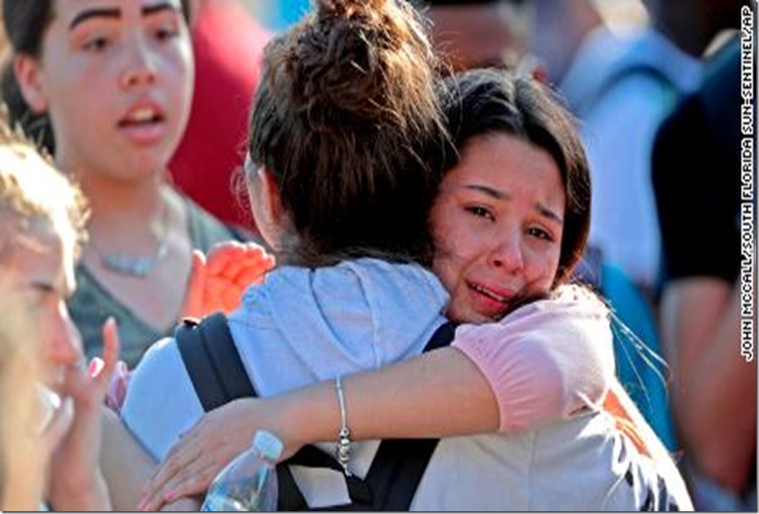 School Children Crying After Shooting Massacre
