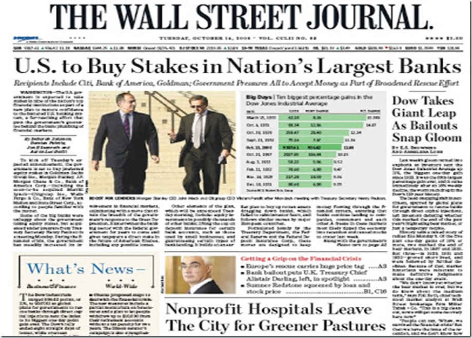 WSJ - Front Page (Oct. 14, 2008)